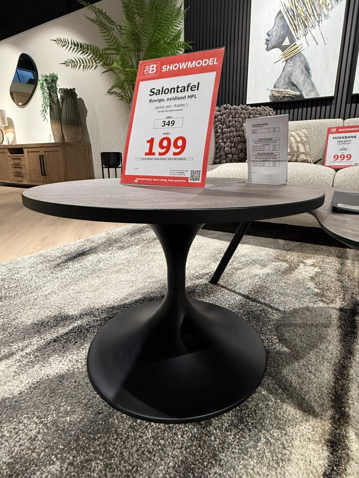 Super leuk salontafeltje in HPL, Huis en Inrichting, Ophalen, 50 tot 100 cm, Rond, Zo goed als nieuw