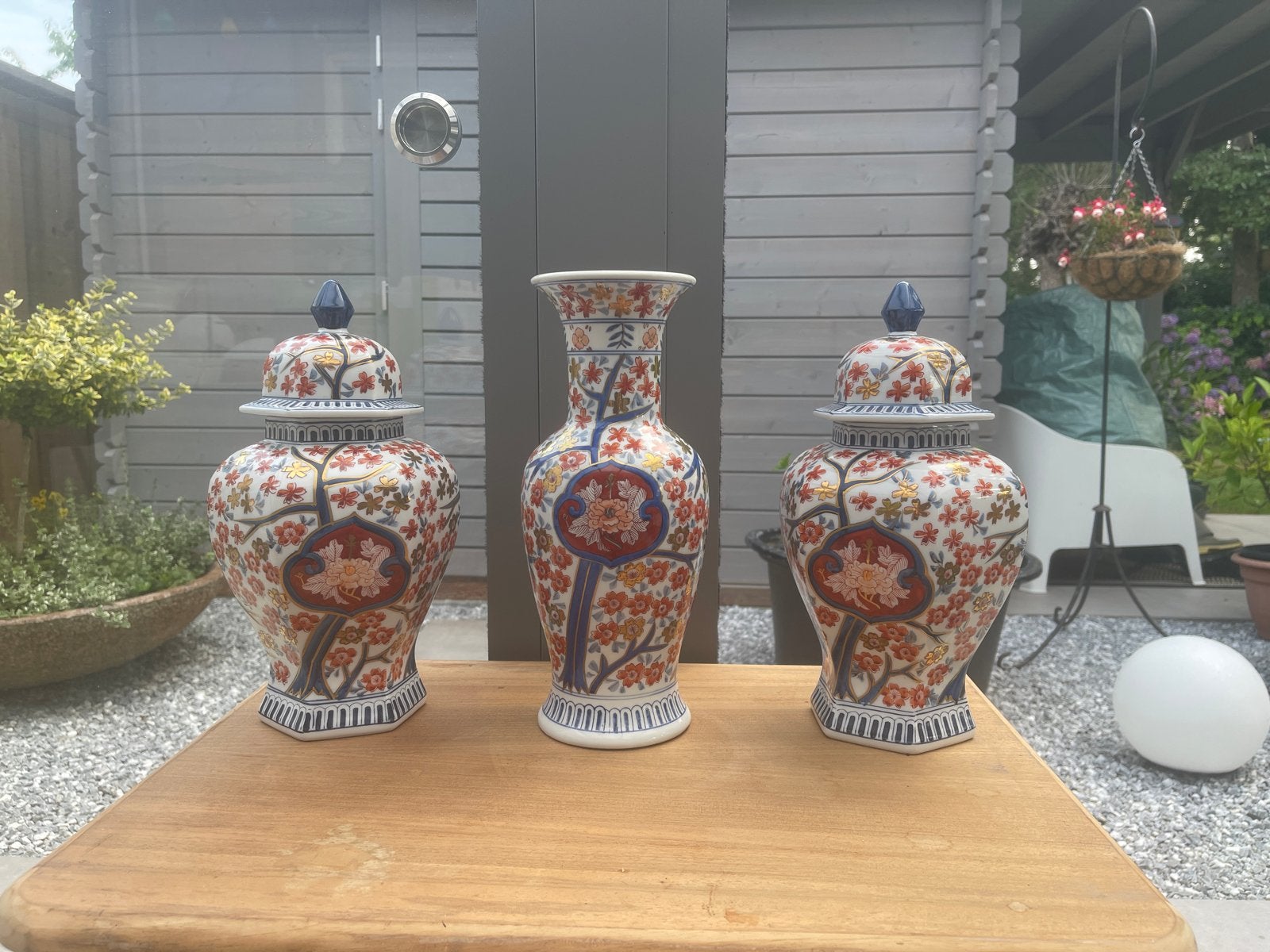 Set van 3 handgeschilderde Chinese vazen/potten, Ophalen
