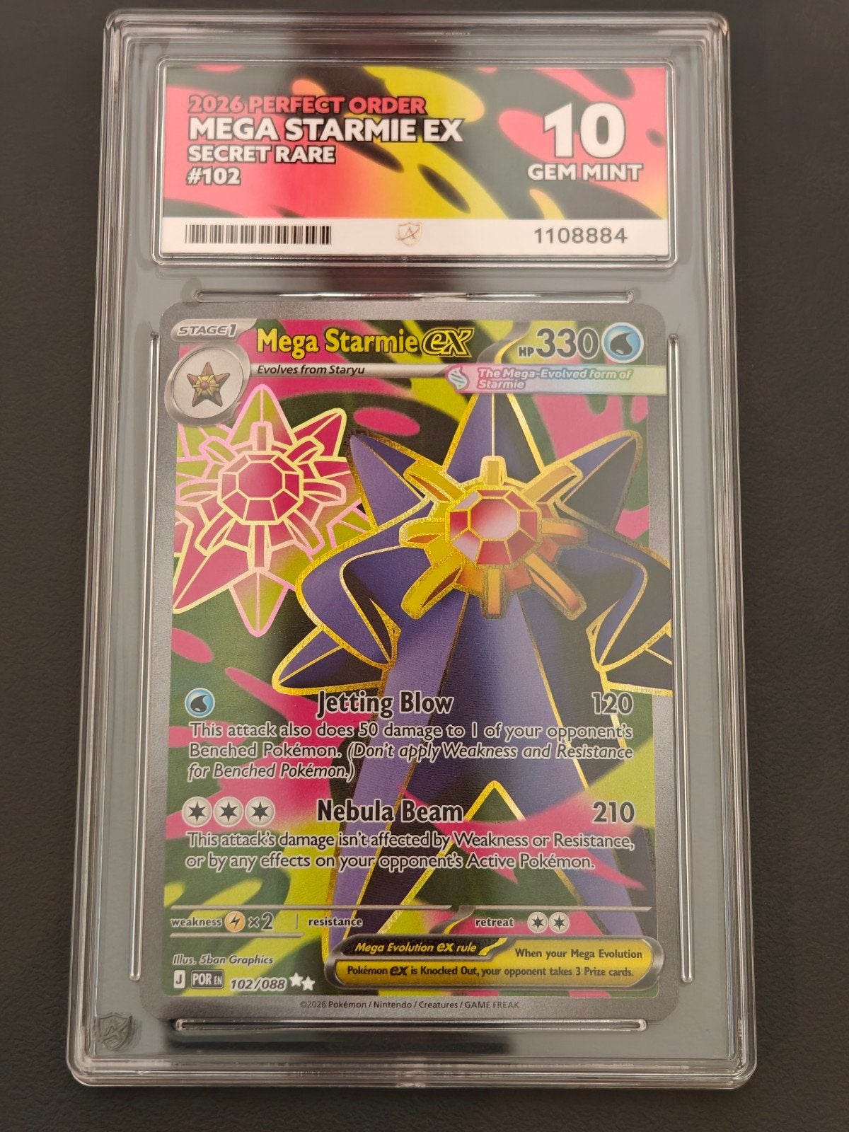 Mega starmie ex #102 - perfect order - ACE 10 -, Ophalen of Verzenden, Nieuw, Losse kaart, Foil