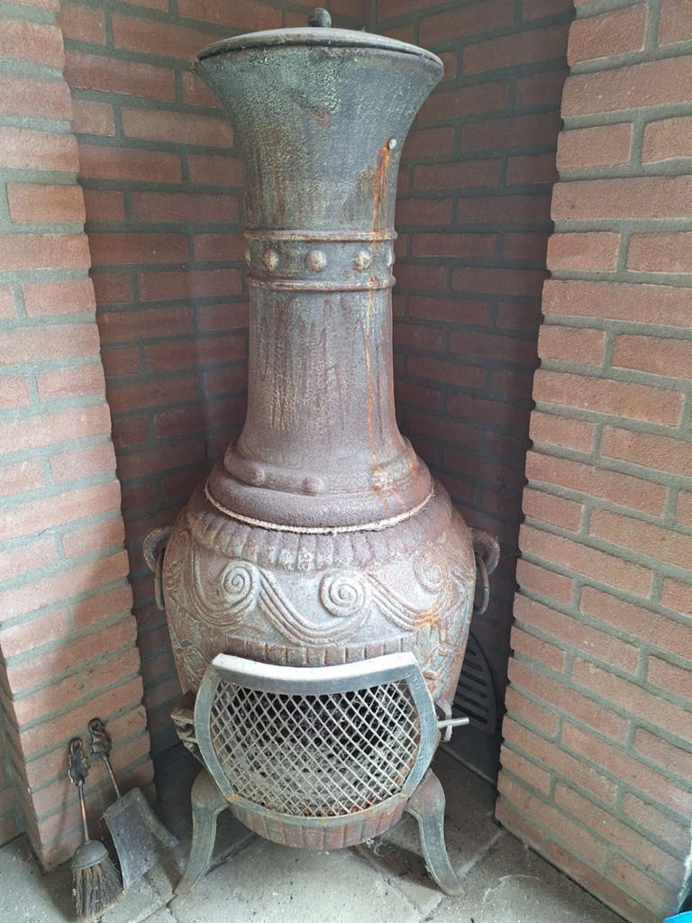 Gietijzeren tuinkachel, Tuin en Terras, Tuinhaarden, Ophalen, Gebruikt
