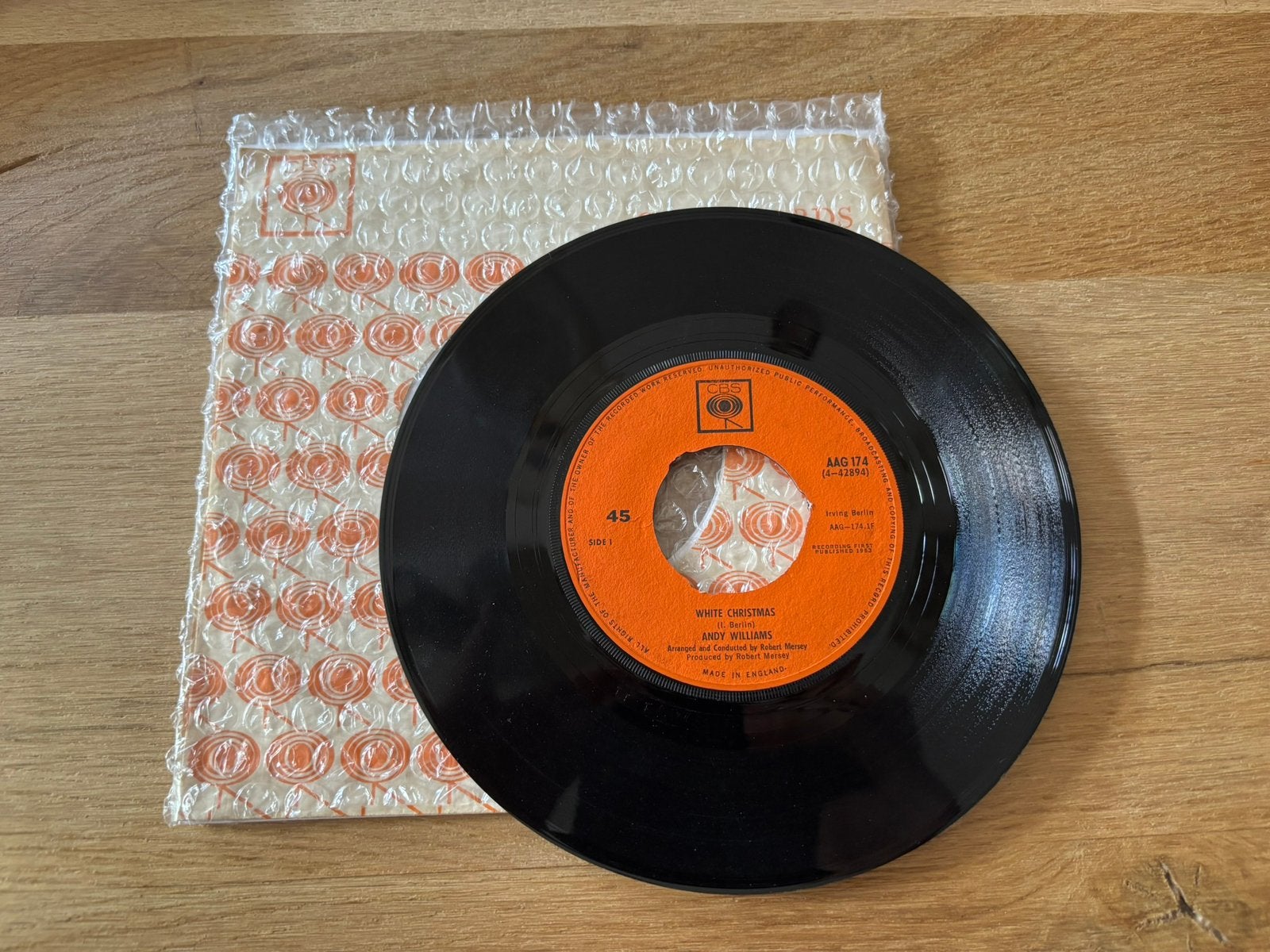 Andy Williams - white christmas vinyl 7” kerst, Ophalen of Verzenden, Zo goed als nieuw, Overige formaten, Levenslied of Smartlap