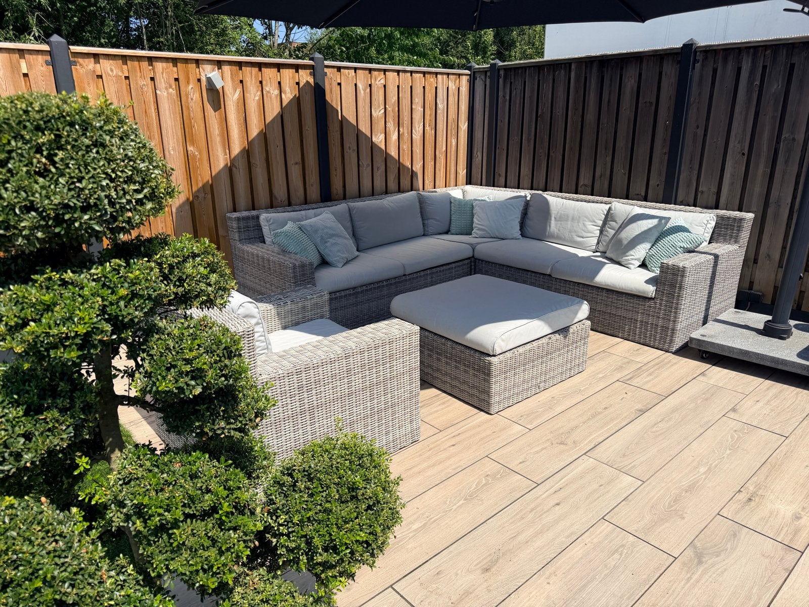 Luxe Loungeset met Hoekbank, Fauteuil en Hocker, Ophalen, Meer dan 8 zitplaatsen, Zo goed als nieuw, Loungeset