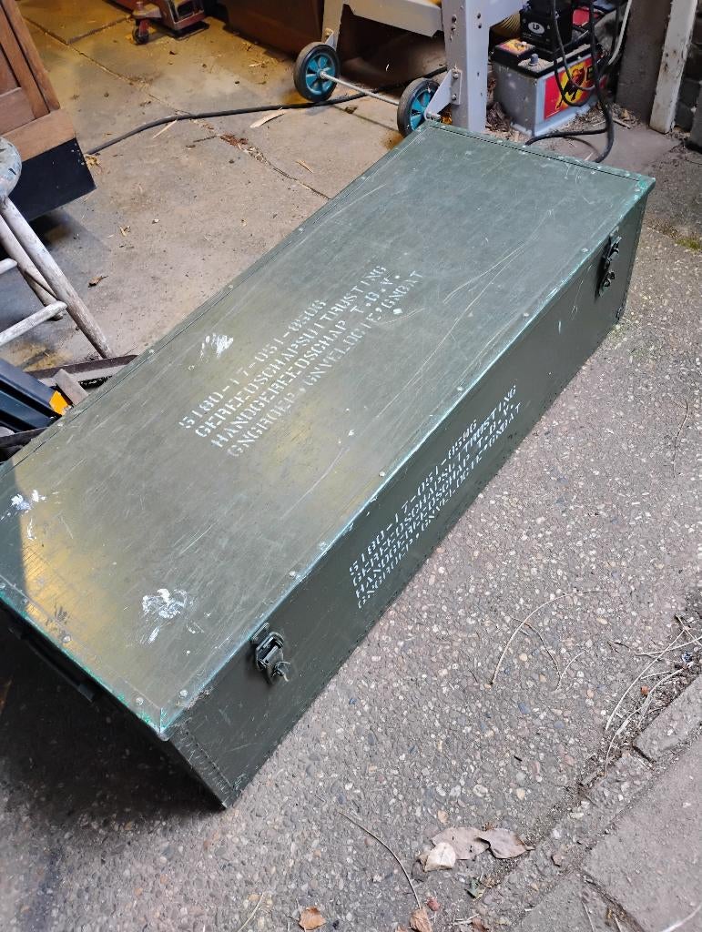 Grote Militaire Legerkist 116 cm - Hout& Metaal - Geniegroep, Ophalen, Landmacht, Nederland, Kist of Geocache