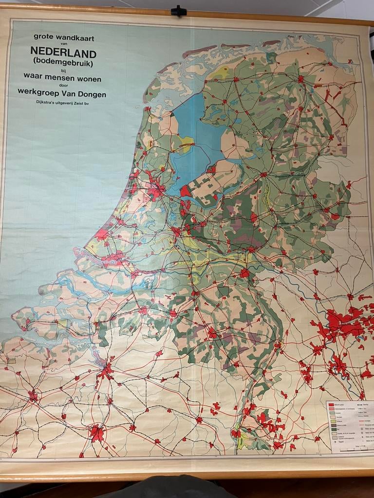 Schoolkaart Nederland, Antiek en Kunst, Antiek | Schoolplaten, Ophalen of Verzenden, Aardrijkskunde