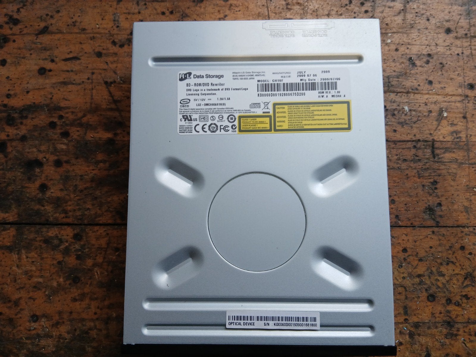 Hitachi-LG Data Storage BD-ROM/DVD Rewriter CH10F, Computers en Software, Optische drives, Gebruikt, Intern, Windows, Cd, Dvd