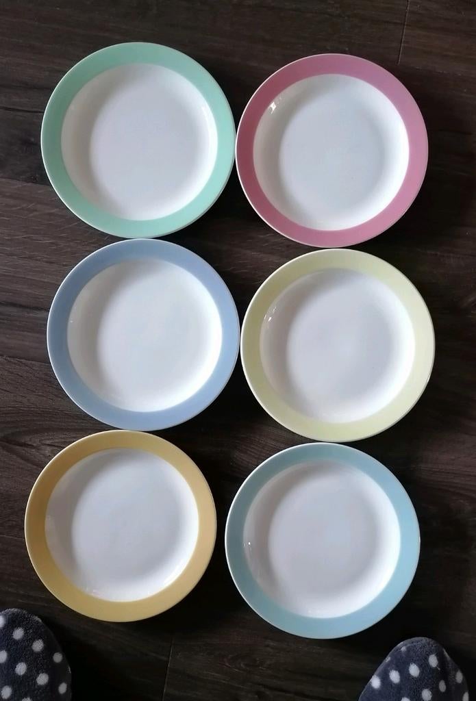 Pastel ontbijtborden van Regout, set v 6, Ophalen of Verzenden