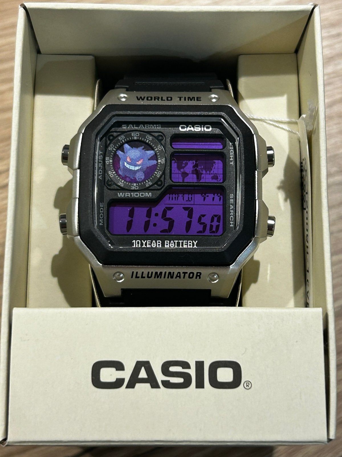 Casio AE-1200 Horloge - Gengar Pokémon Editie, Sieraden, Tassen en Uiterlijk, Ophalen of Verzenden, Zo goed als nieuw