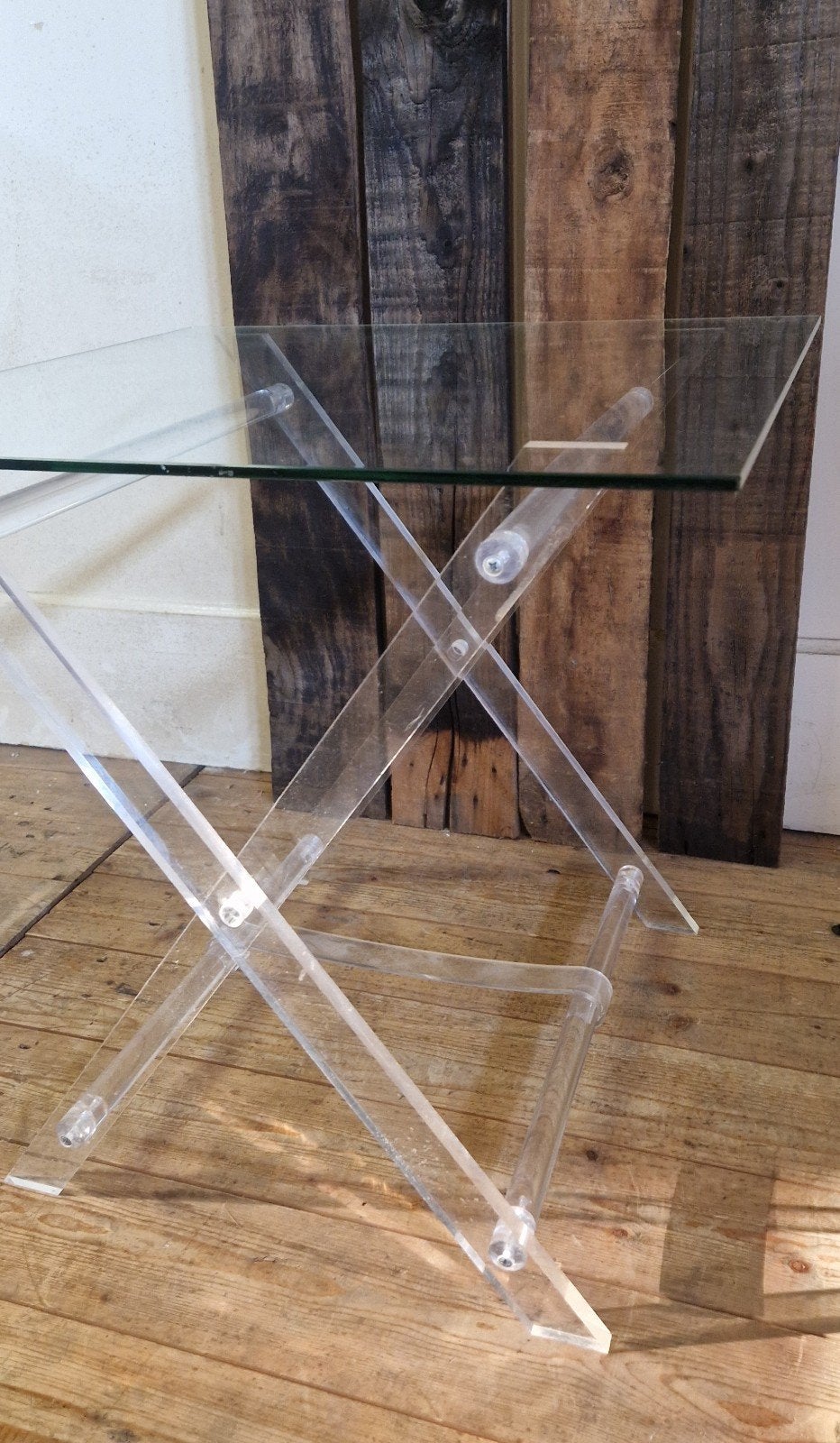 retro bijzettafeltje plexiglas onderstel inklapbaar, Ophalen, Huis en Inrichting