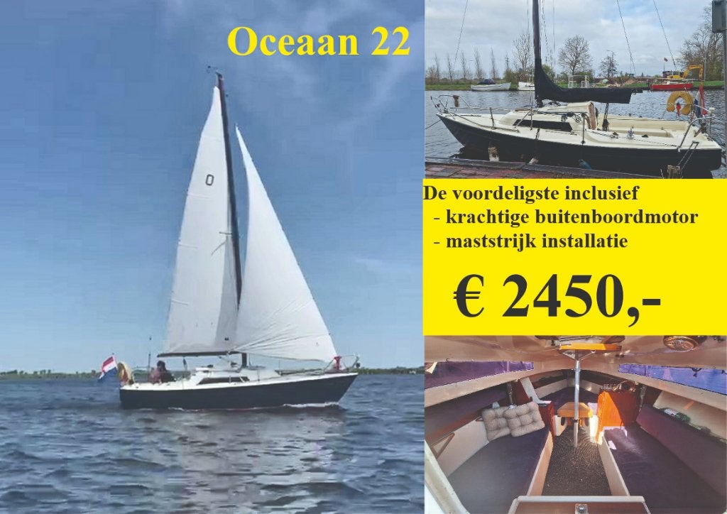 Oceaan 22 - Voordeligste incl. buitenboordmotor + maststrijk, Watersport en Boten, Ophalen, Gebruikt, 15 pk, 1.80 meter