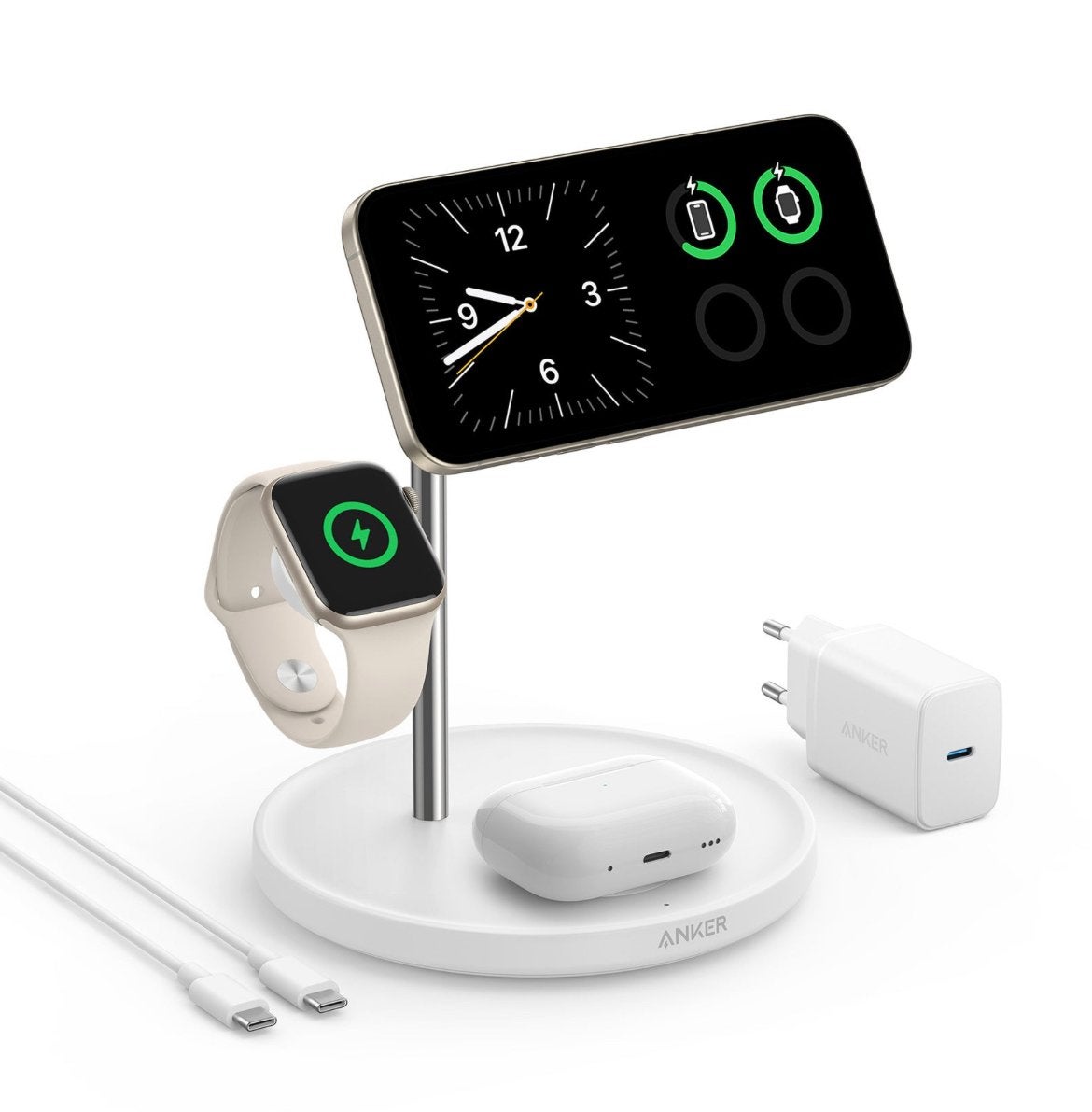 Anker 3-in-1 Draadloze Oplader voor Apple Apparaten, Telecommunicatie, Mobiele telefoons | Telefoon-opladers, Ophalen, Anker, USB-C