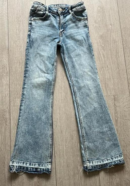 Flared pant spijkerbroek WE, meisje, 134, Ophalen of Verzenden, Zo goed als nieuw, Meisje, Broek
