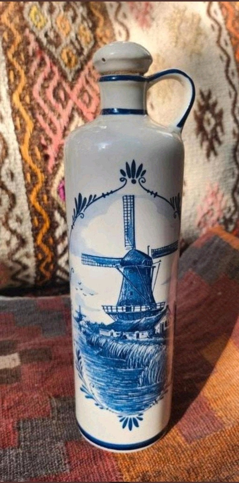Vintage Delft Blauw Flask Bols Fles 30 cm., Antiek en Kunst, Ophalen of Verzenden