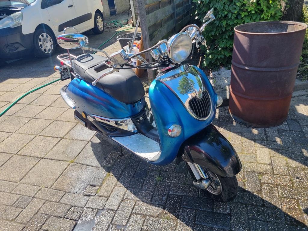 Blauwe Grande Retro Scooter - Goed Onderhouden, Ophalen of Verzenden, Gebruikt, Benzine, Overige merken