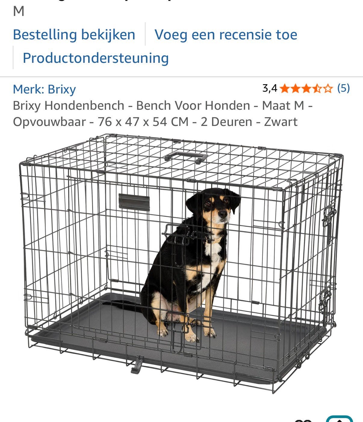 Zwarte bench maat M L76xBr47xH54 met twee deurtjes., Dieren en Toebehoren, Hondenhokken, Ophalen, Hondenkennel, Minder dan 65 cm