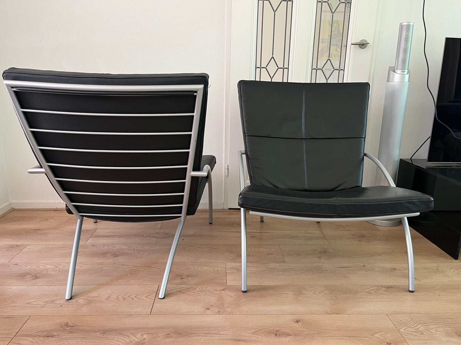 Harvink 2 Fauteuils Uncle Sam Zwart Leer IZGST Prijs pst, Design, 75 tot 100 cm, Ophalen of Verzenden, Zo goed als nieuw
