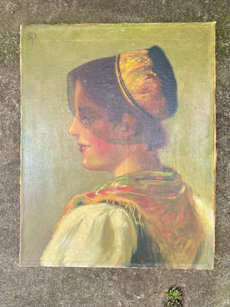 portretschilderij, Antiek en Kunst, Kunst | Schilderijen | Klassiek, Ophalen of Verzenden, Portret of Personen, Doek