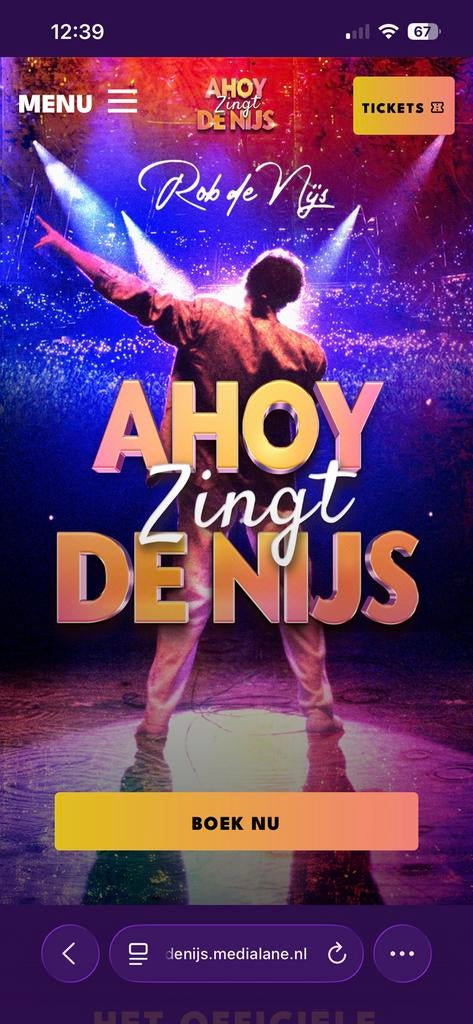 4 tickets Ahoy zingt de Nijs nu € 100,- voor 4, Tickets en Kaartjes, Concerten | Nederlandstalig, Drie personen of meer, Juni