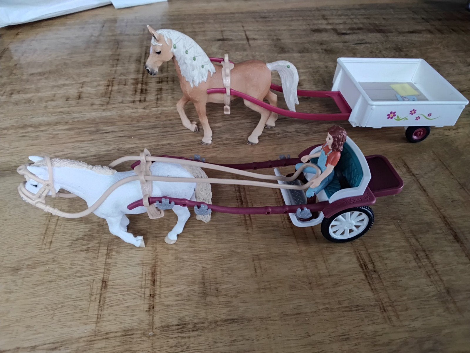 Schleich Sulky en paard met kar., Verzamelen, Ophalen of Verzenden, Zo goed als nieuw
