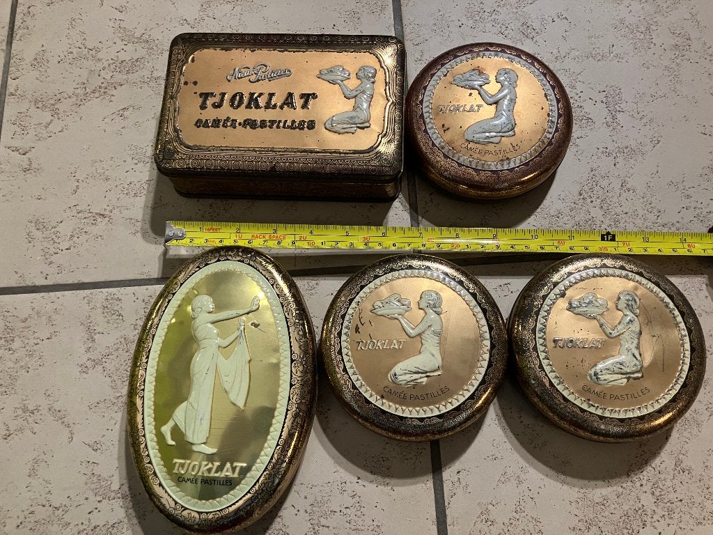 Vintage Tjoklat Camée Pastilles blikken (5 stuks), Ophalen of Verzenden, Gebruikt, Overige, Overige merken