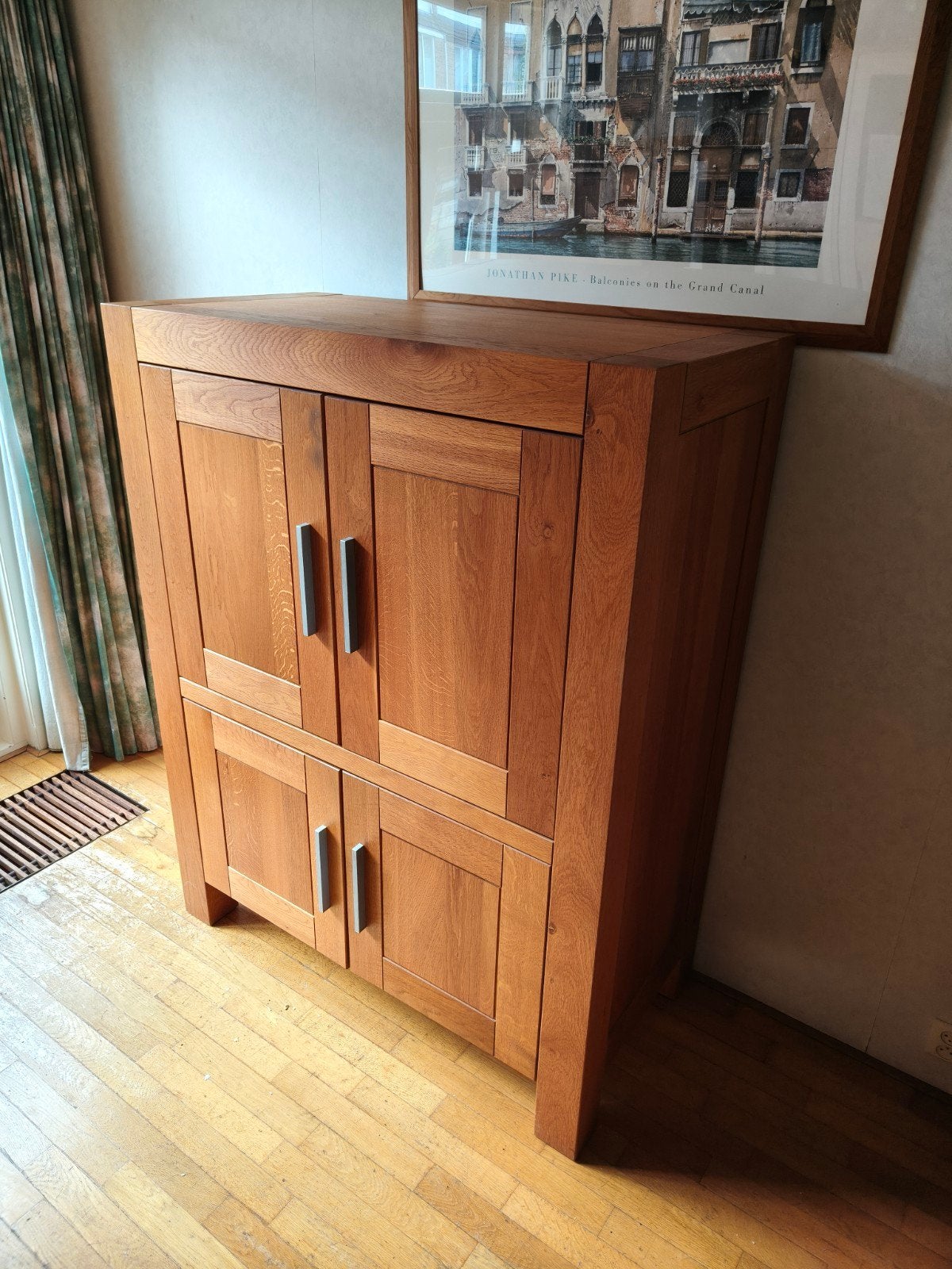 Eiken tv servies kast, Ophalen, 100 tot 150 cm, Eikenhout, Zo goed als nieuw