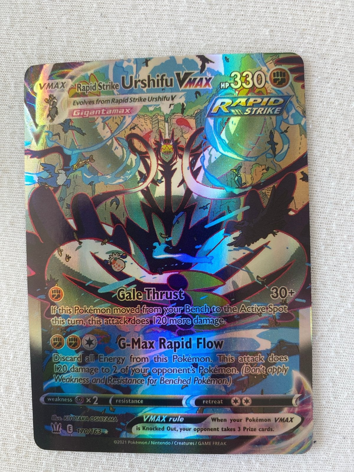 Urshifu VMAX Rapid Strike Pokémon kaart 170/163, Ophalen, Zo goed als nieuw, Losse kaart, Foil