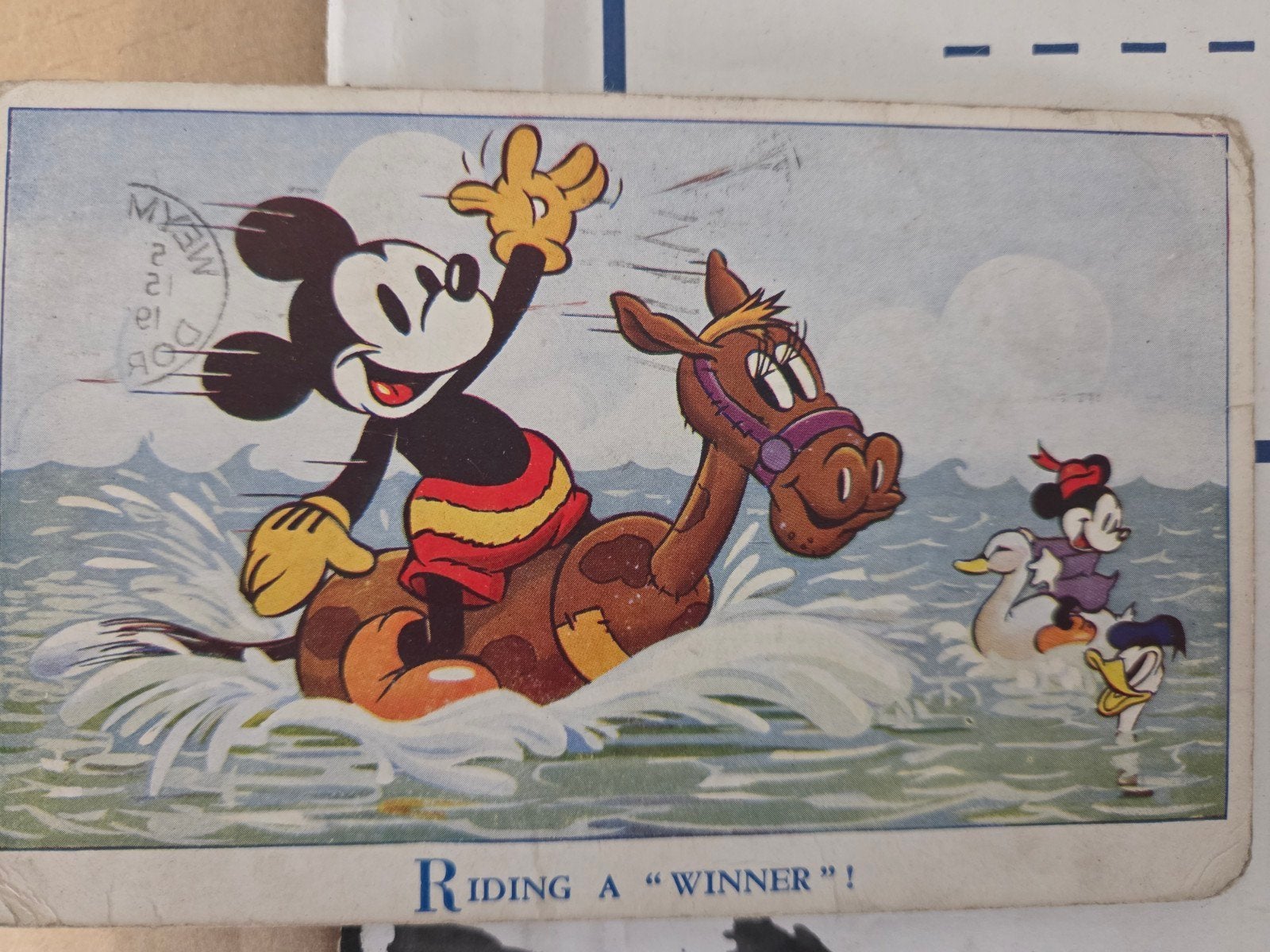 Oude Mickey Mouse ansichtkaart - Disney - 1938, Ophalen of Verzenden, 1920 tot 1940, Gelopen, Cultuur en Media