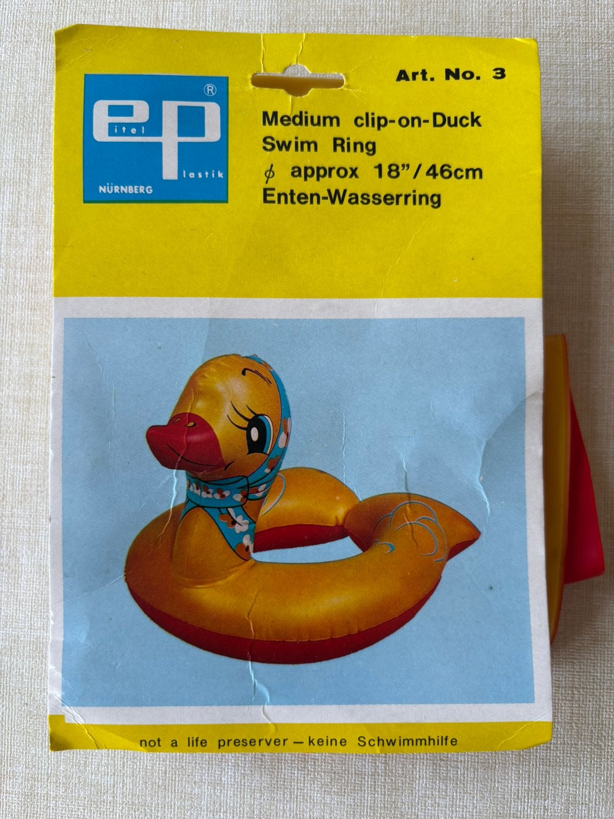Vintage EP Plastic eend zwemring 70s/80s, Ophalen of Verzenden, Nieuw
