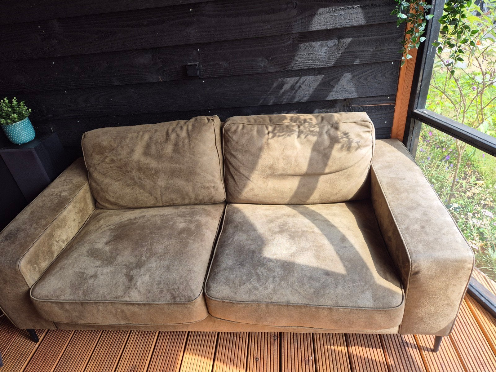 Groene bank 190 cm, Huis en Inrichting, Banken | Bankstellen, Ophalen, Gebruikt, 150 tot 200 cm, Tweepersoons