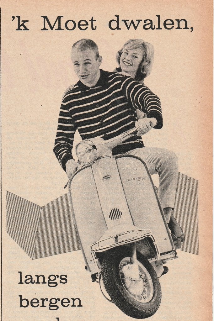 Retro reclame 1960 Lambretta brommer scooter moet dwalen, Verzenden, Overige typen