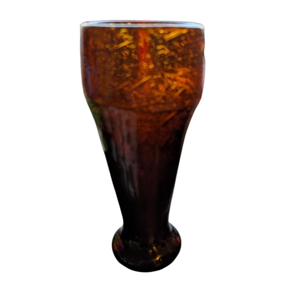 Vintage Amber Brutalist Vaasje / Glas, Ophalen of Verzenden
