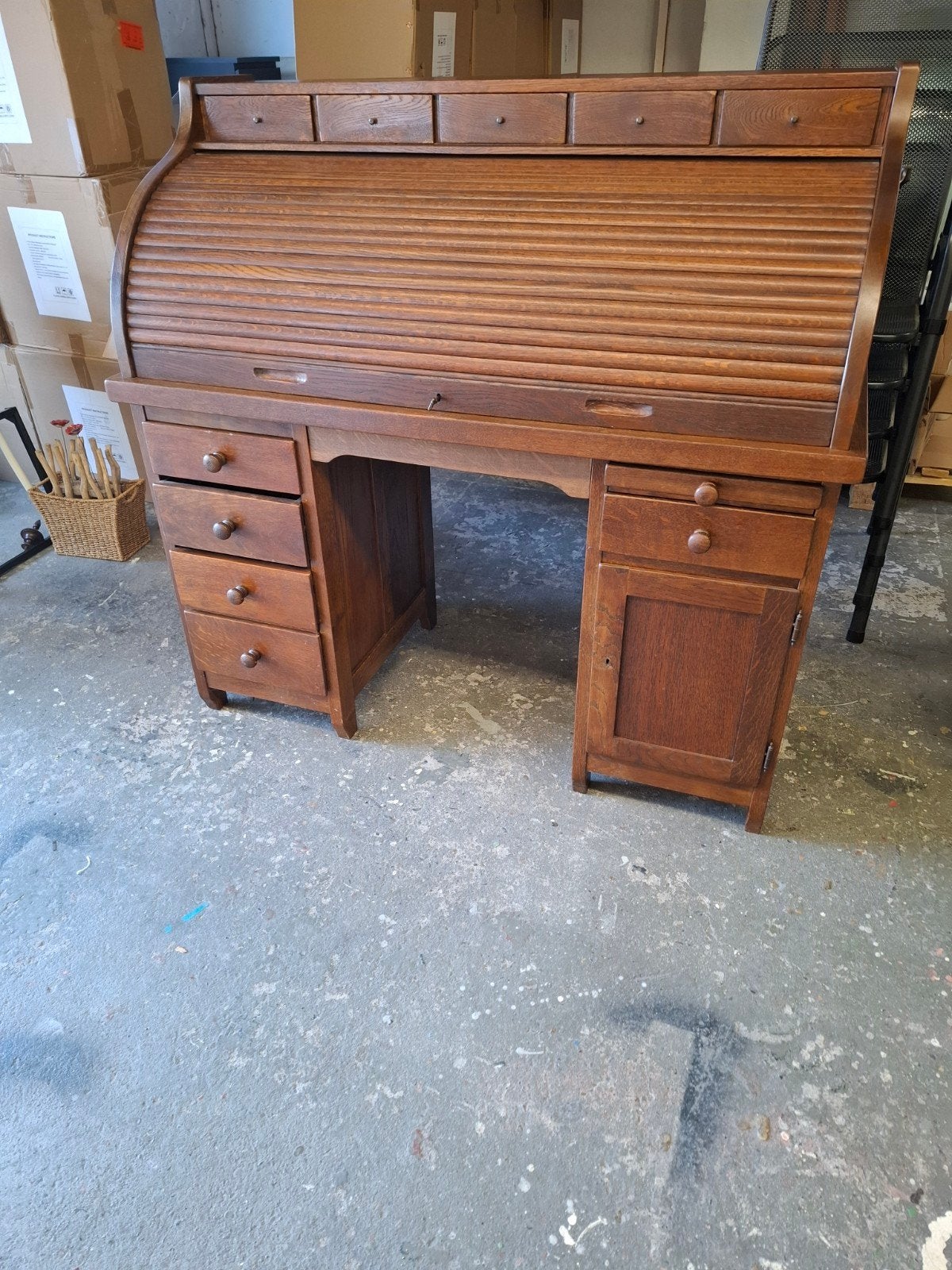 Antiek rolluikbureau van eikenhout, Antiek en Kunst, Ophalen