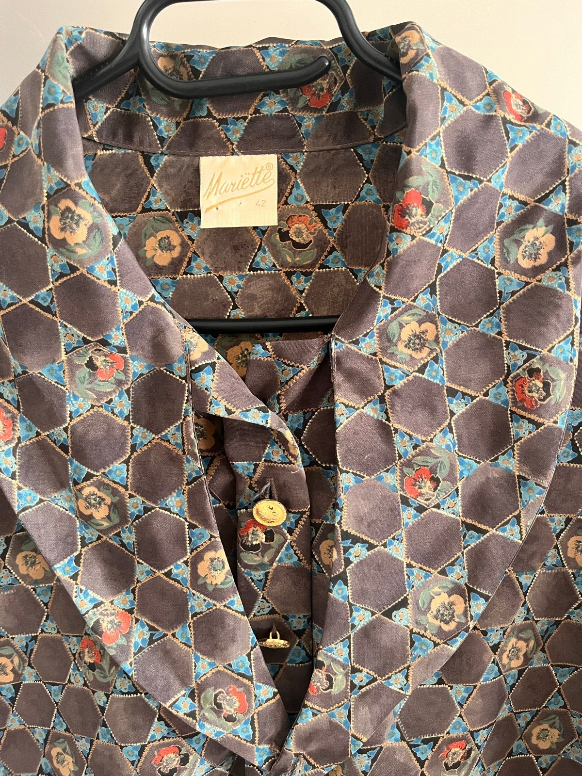 Vintage Mariëtte Blouse Maat 42, Ophalen of Verzenden, Zo goed als nieuw, Maat 42/44 (L), Bruin