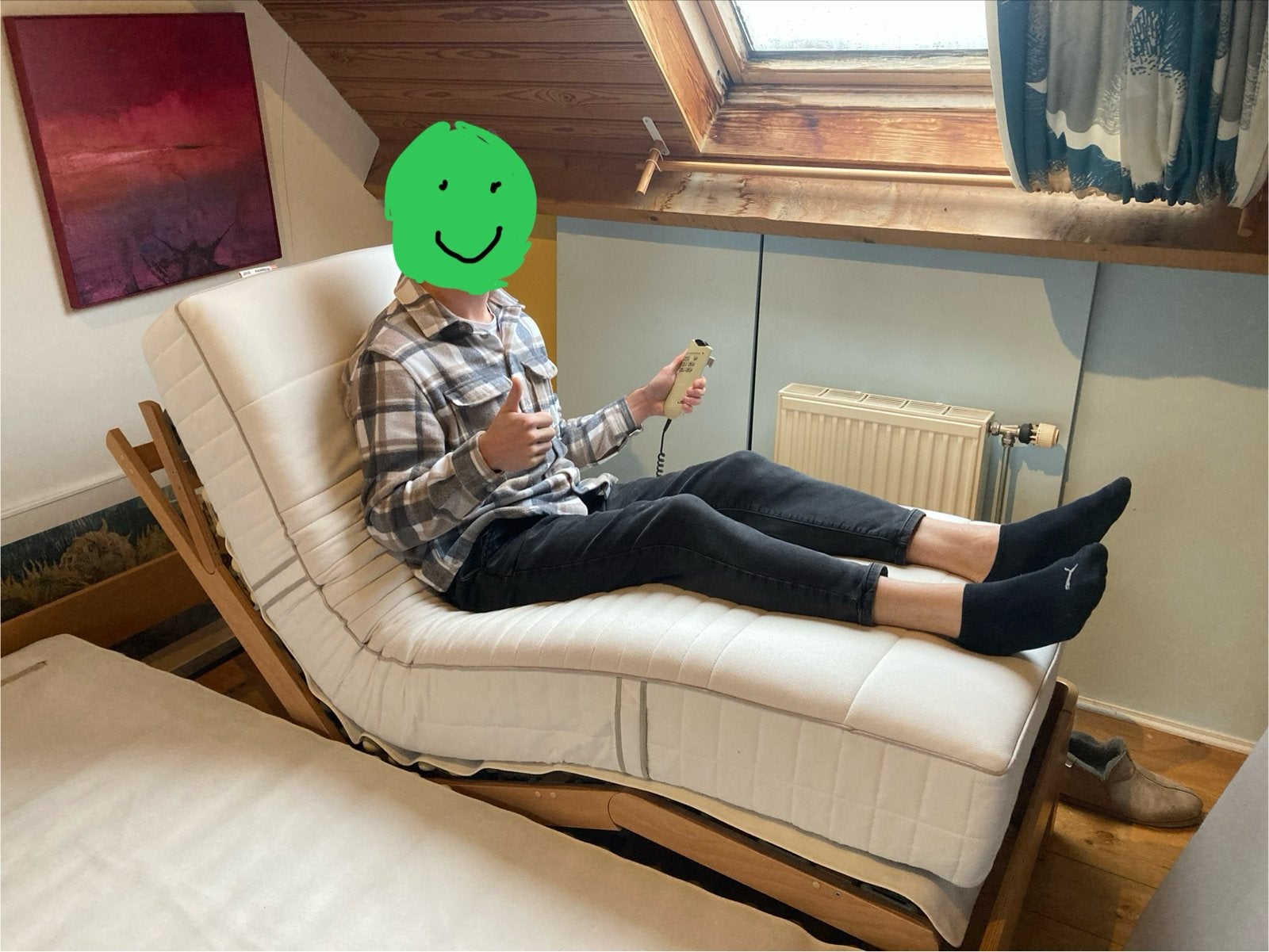 Verstelbaar tweepersoonsbed met lattenbodems en matrassen, Ophalen, Overige kleuren, Tweepersoons, 180 cm
