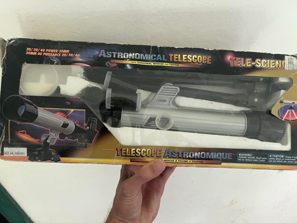 Tele-Science Astronomische Telescoop met Statief, Ophalen, Lenzentelescoop (refractor), Minder dan 80 mm, Nieuw
