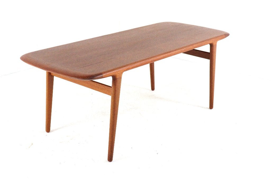 Deense teak gerestaureerde salontafel vintage midcentury, 50 – 75, 100 tot 150 cm, Teakhout, Zo goed als nieuw