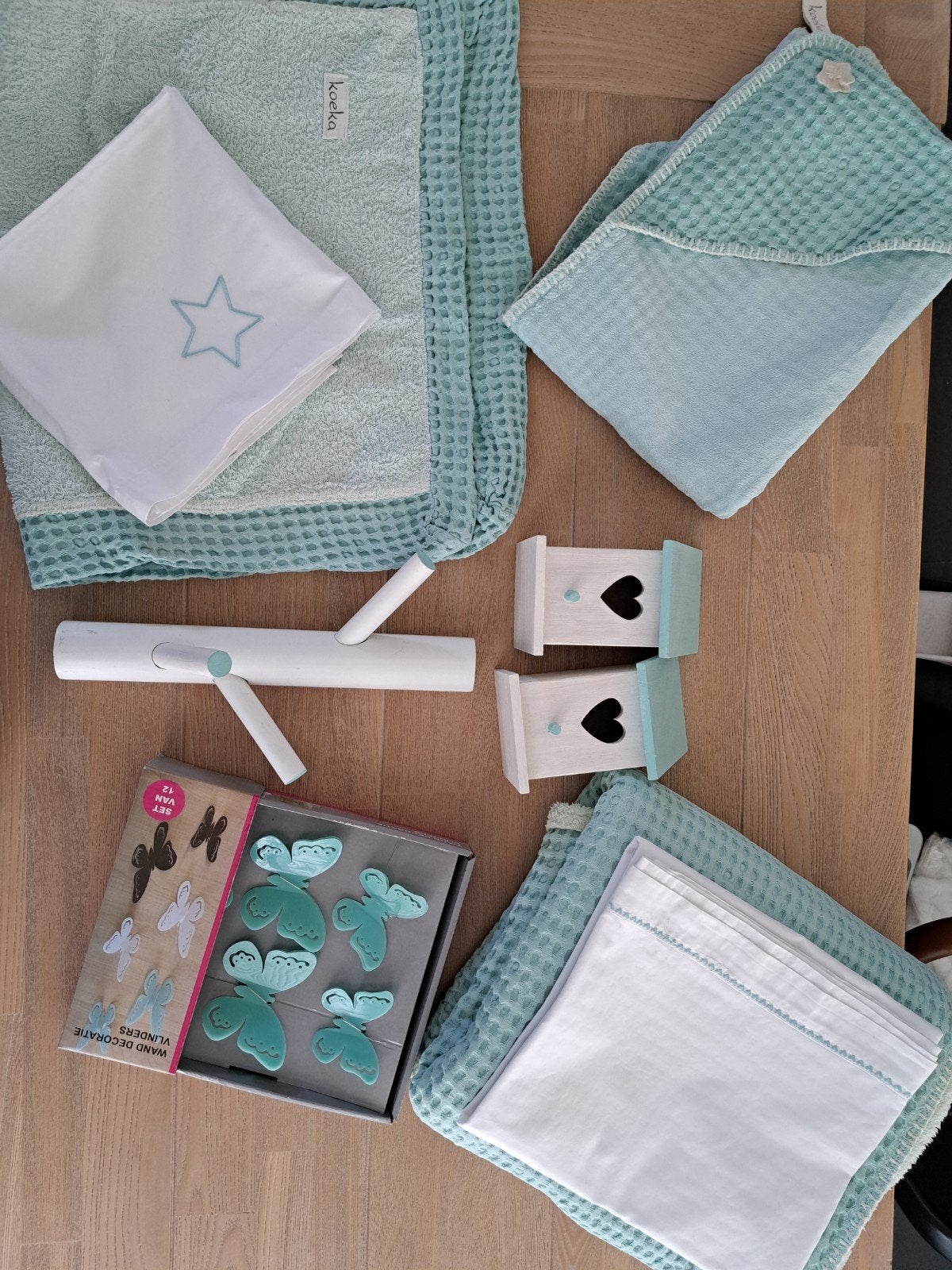 Koeka babykamer set: badcape, aankleedkussenhoes, dekens enz, Kinderen en Baby's, Ophalen of Verzenden, Zo goed als nieuw