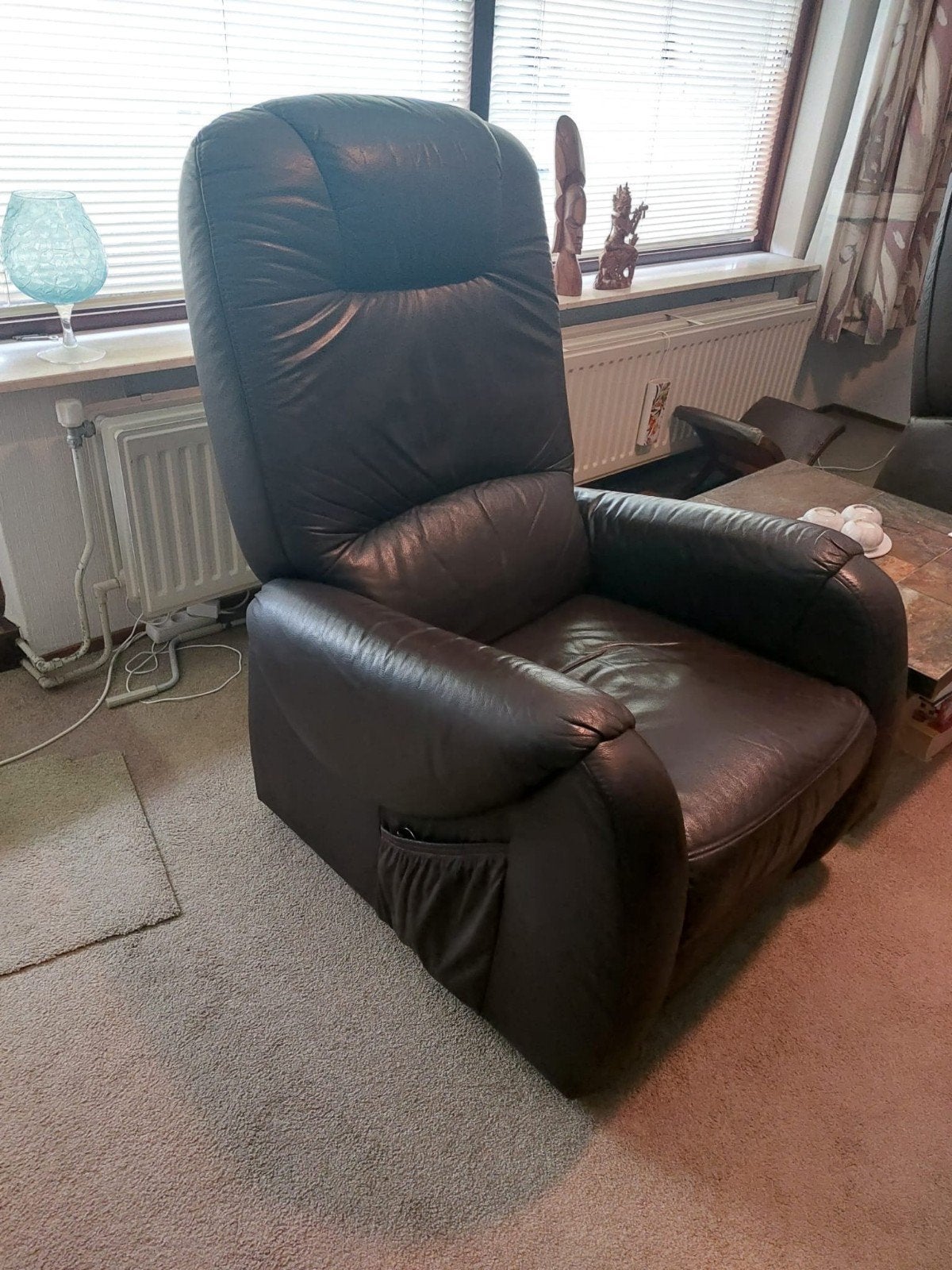 Comfortabele leren relaxfauteuils met elektrische bediening, Huis en Inrichting, Ophalen, Gebruikt, 100 tot 125 cm, Modern, Comfort