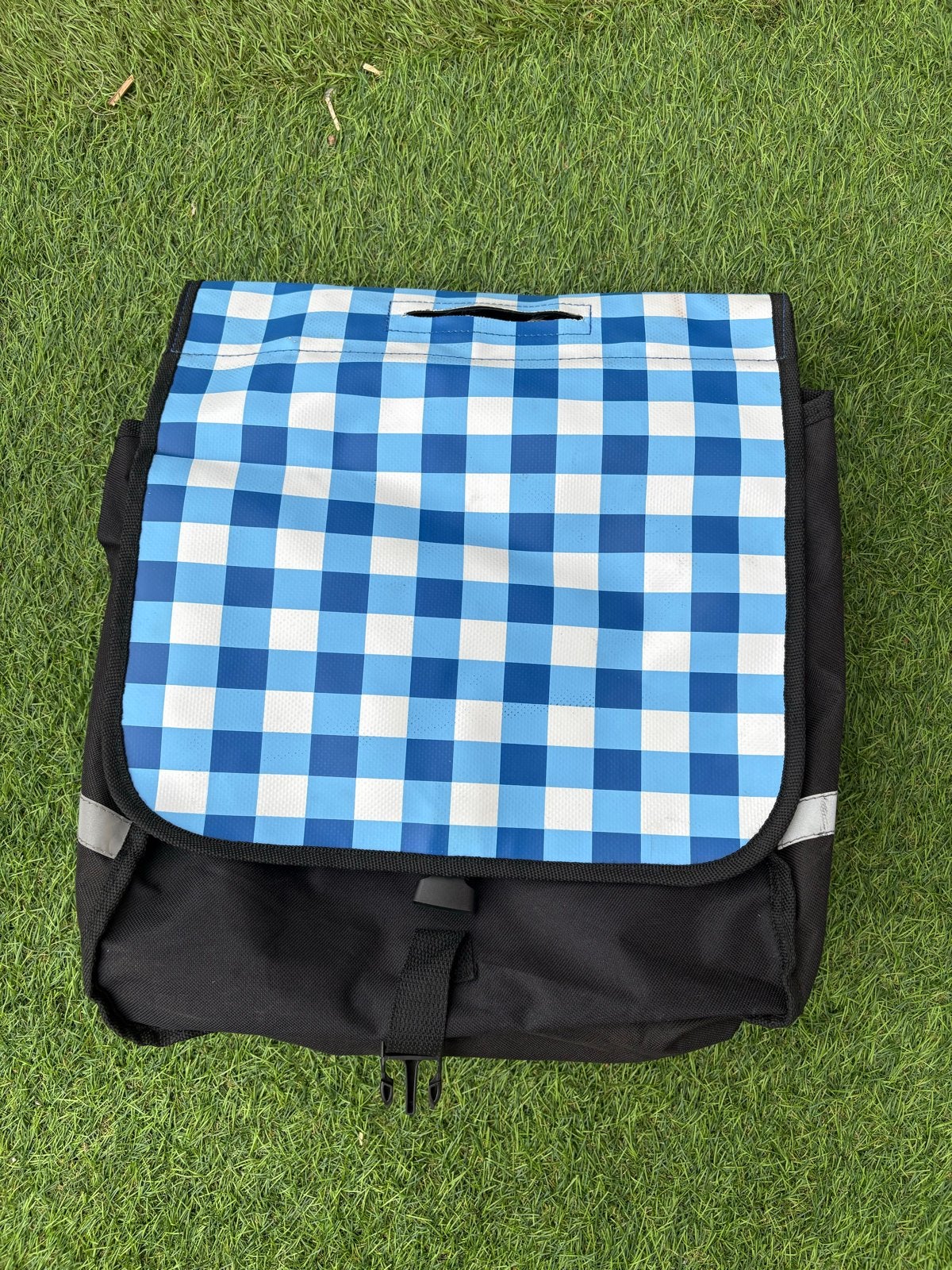 Nieuwe blauw-wit geruite fietstas - Dubbel, Ophalen of Verzenden, Nieuw