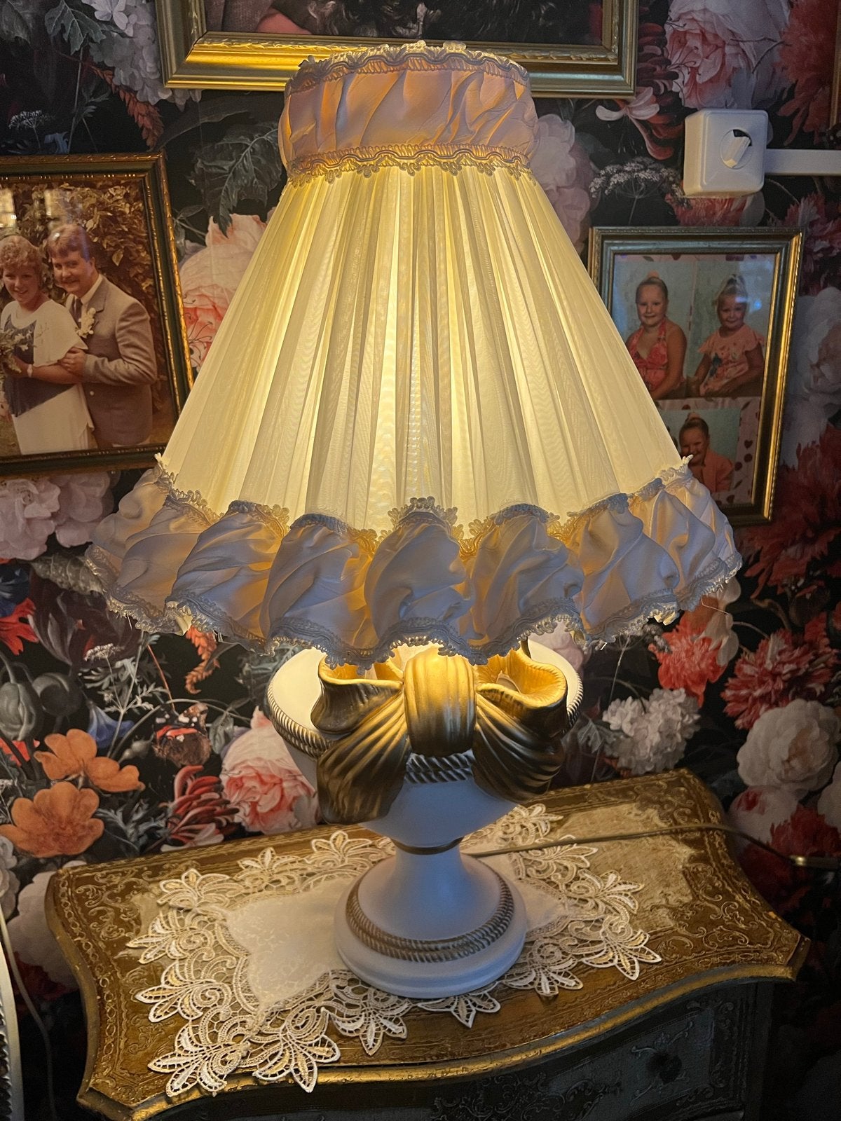 Barok stijl schemerlamp met roomwitte kap, Ophalen