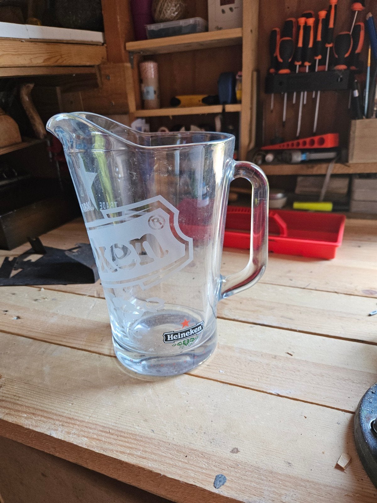 Heineken Glazen Kan - Perfect voor Drankjes, Ophalen, Gebruikt, Met patroon/structuur, Transparant