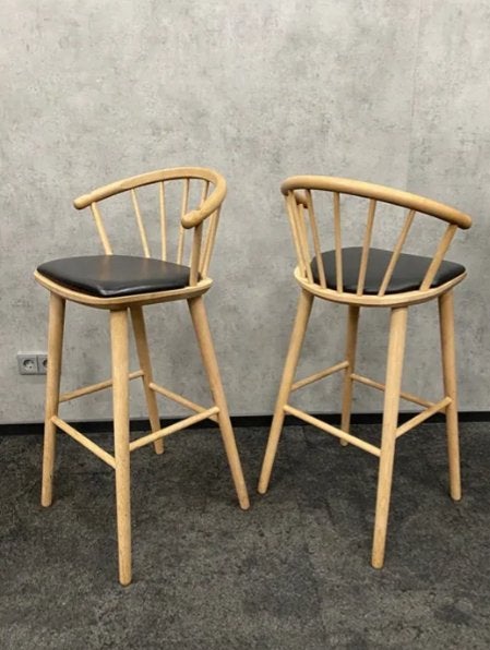 Bolia Sleek barkruk eiken /leer 4x, Huis en Inrichting, Barkrukken, Ophalen, Met voetsteun, 60 tot 90 cm, Zo goed als nieuw