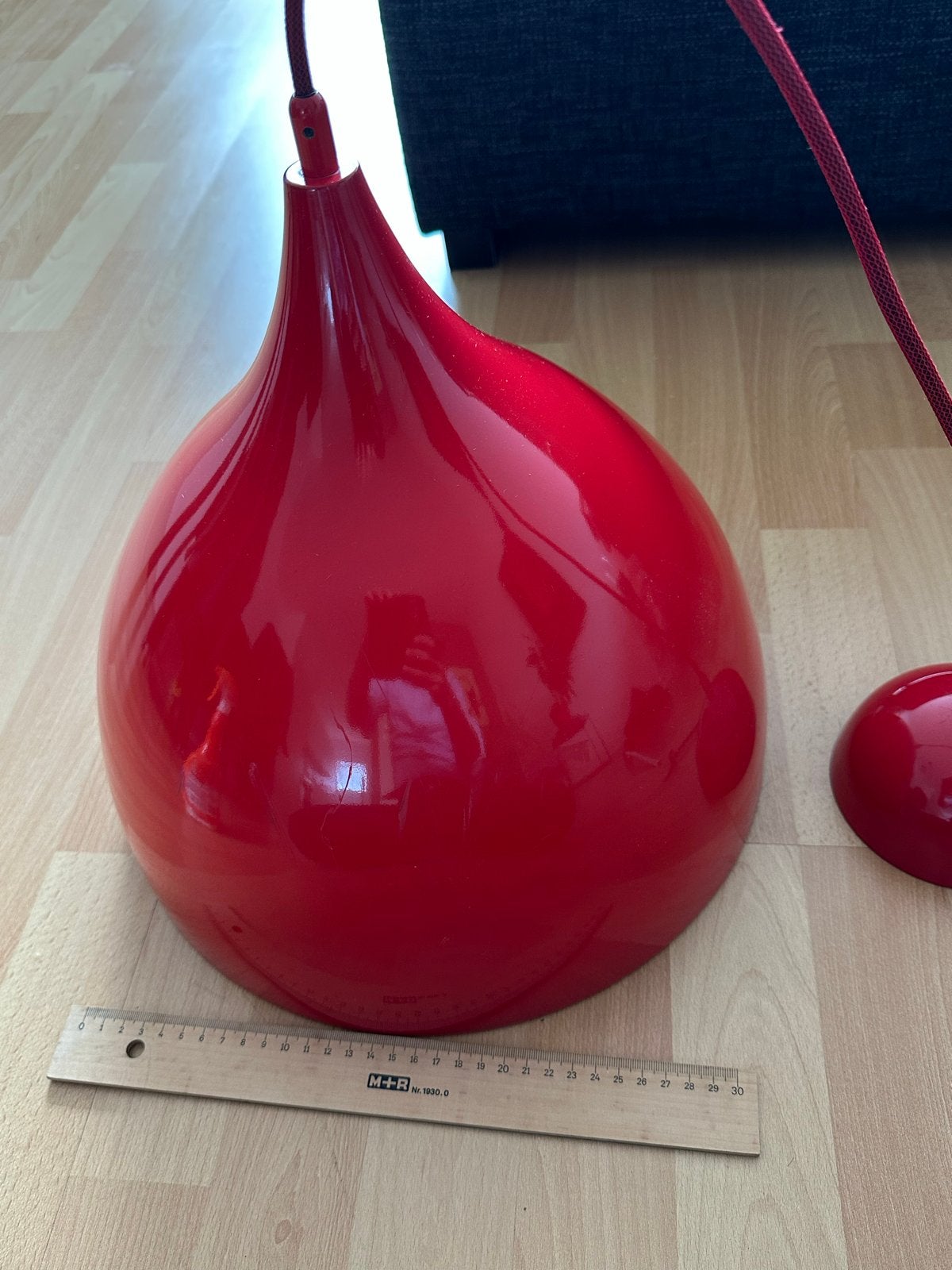Rode hanglamp met E27 fitting - (Tulp/Tulip), Ophalen, Zo goed als nieuw, Metaal, E27 (groot)