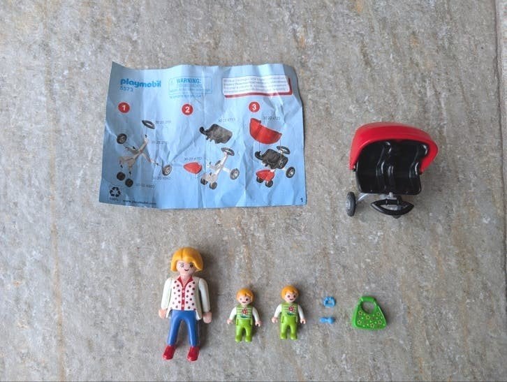 Playmobil 5573 Moeder met tweeling kinderwagen COMPLEET, Complete set, Ophalen of Verzenden, Zo goed als nieuw, City life