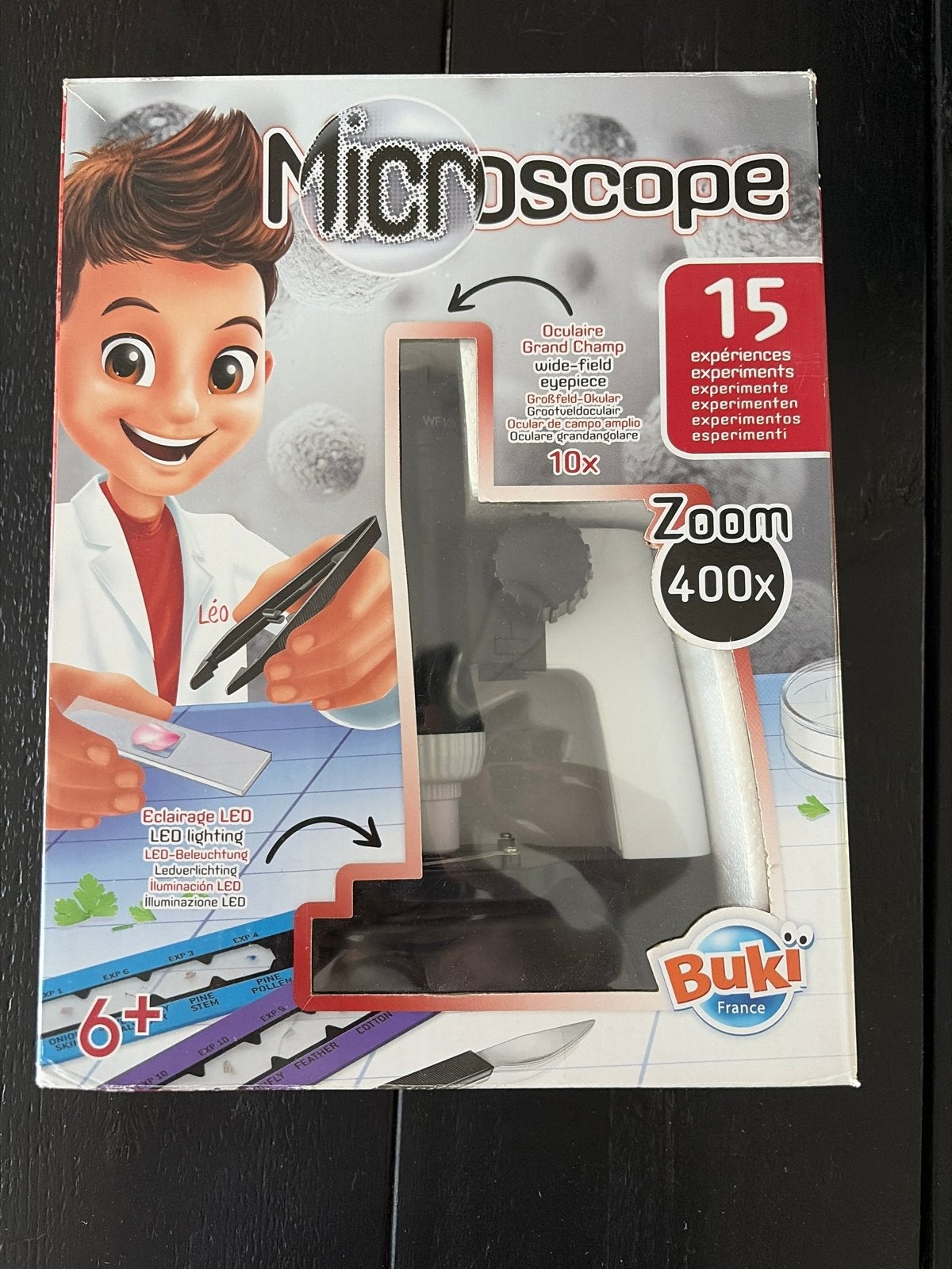 Buki France Microscoop 400x Zoom met LED verlichting, Ophalen of Verzenden, Nieuw, Minder dan 400x, Biologische microscoop