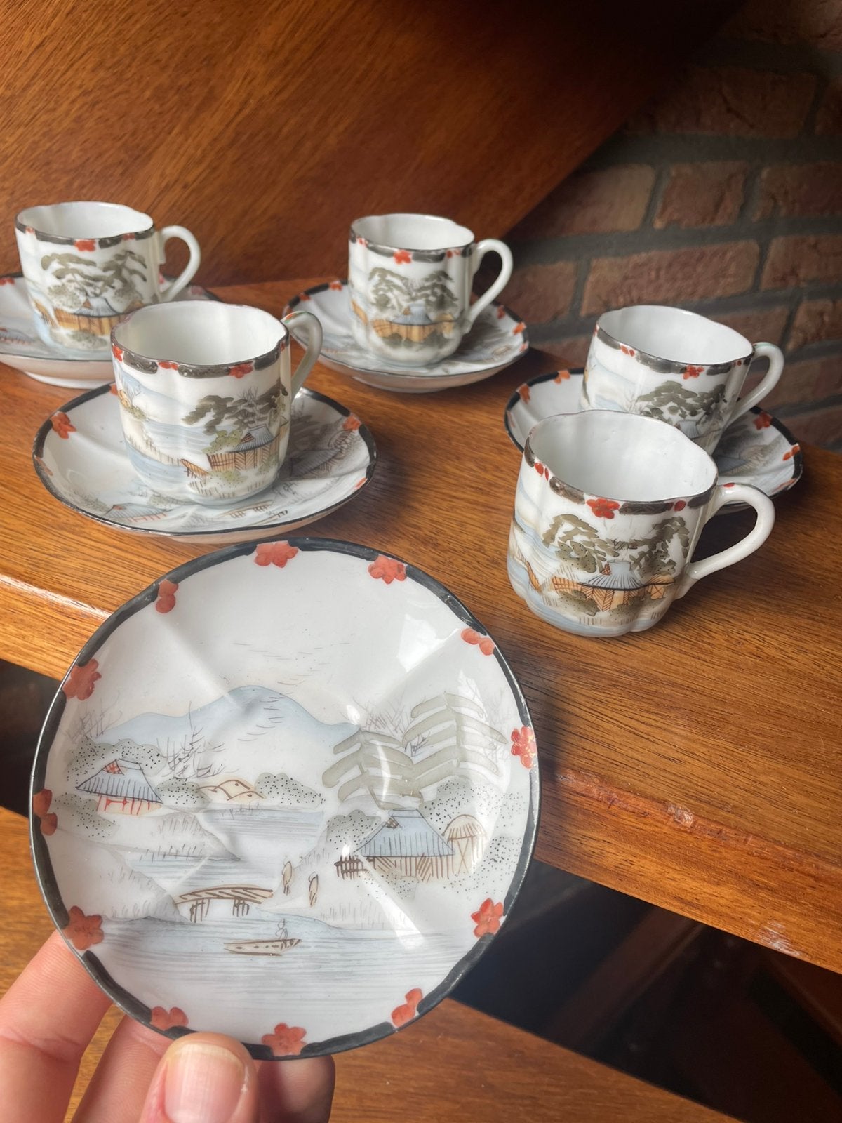 Eierschaal porselein antieke japans Kutani of Satsuma kopjes, Ophalen of Verzenden