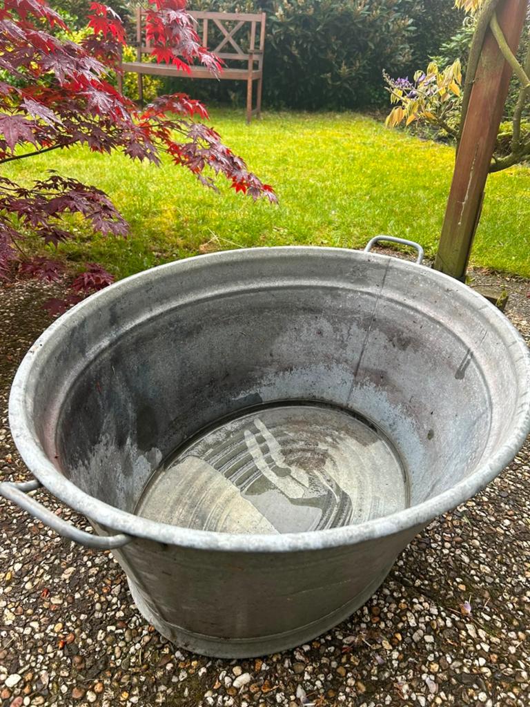 Vintage zinken teil, Tuin en Terras, Ophalen, Gebruikt, Metaal, 30 tot 60 cm