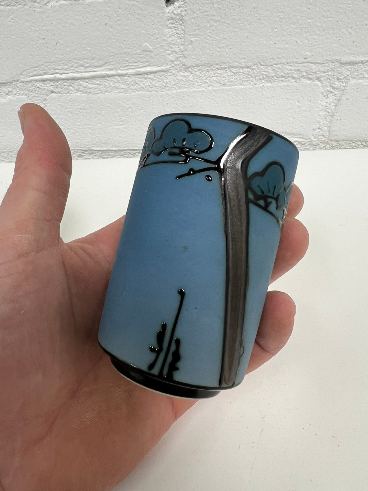 Te Koop : Vintage Sake Kopje Porselein Blauw Rond Boom, Ophalen of Verzenden