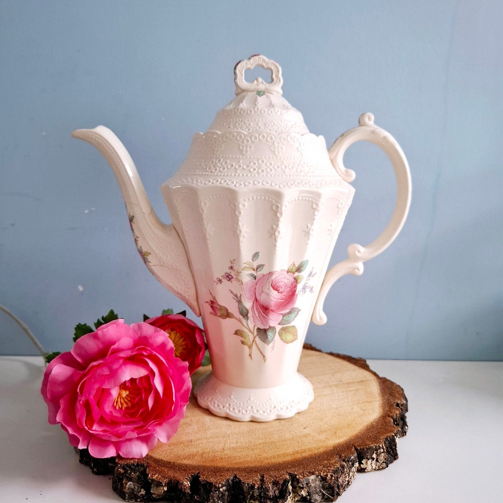 Spode's Jewel Copeland 'Billingsley Rose' brocante koffiekan, Antiek en Kunst, Ophalen