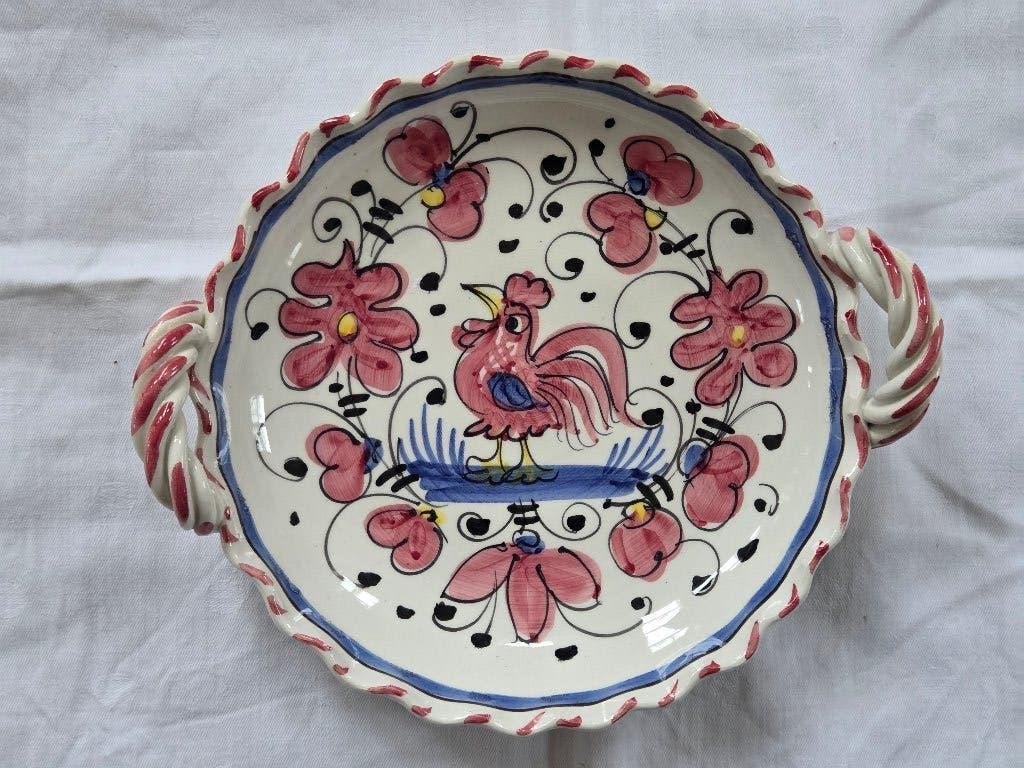 Portugal DETURA majolica schaal met opengewerkte handgrepen, Ophalen of Verzenden