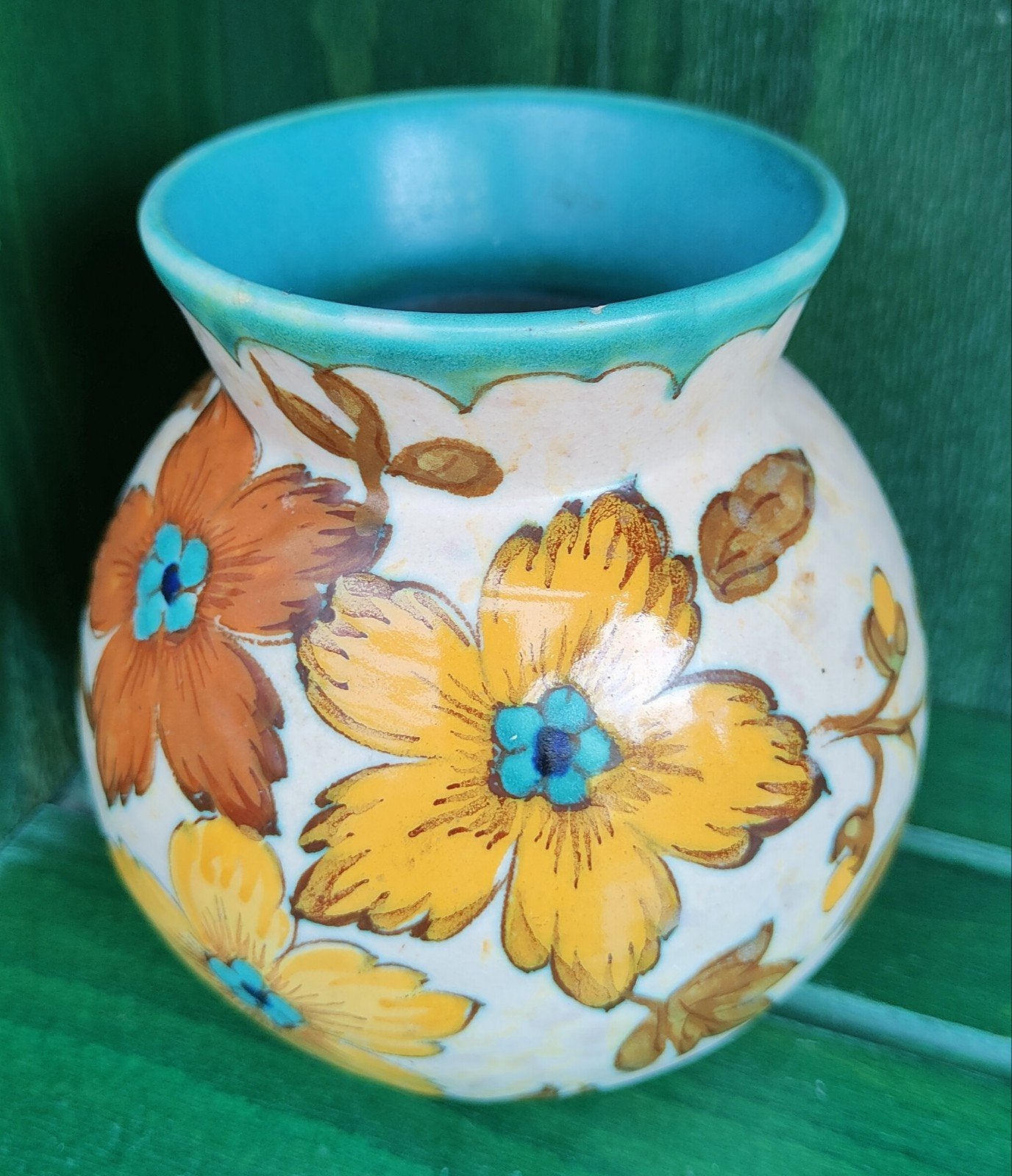 Vintage Gouds Plateel vaasje, Antiek en Kunst, Ophalen of Verzenden